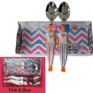 Fun Keepsake Spoons for Couples: Pink & Blue set.